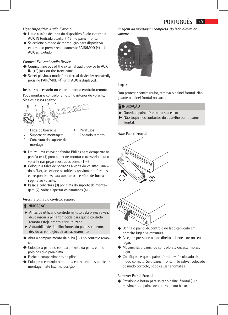 Português, Ligar | AEG AR 4021 BT User Manual | Page 49 / 114