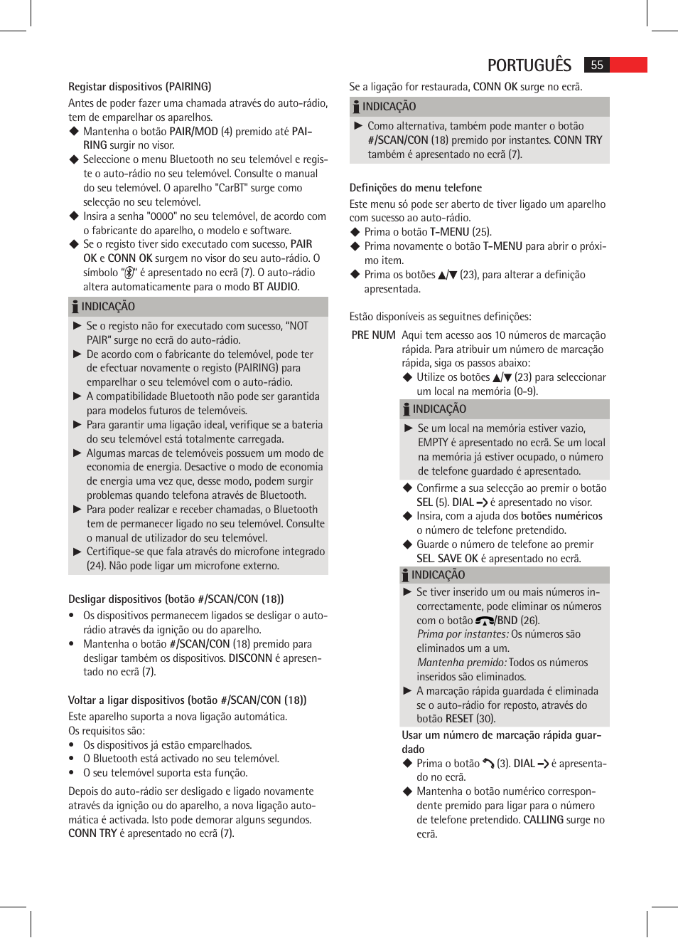 Português | AEG AR 4021 BT User Manual | Page 55 / 114