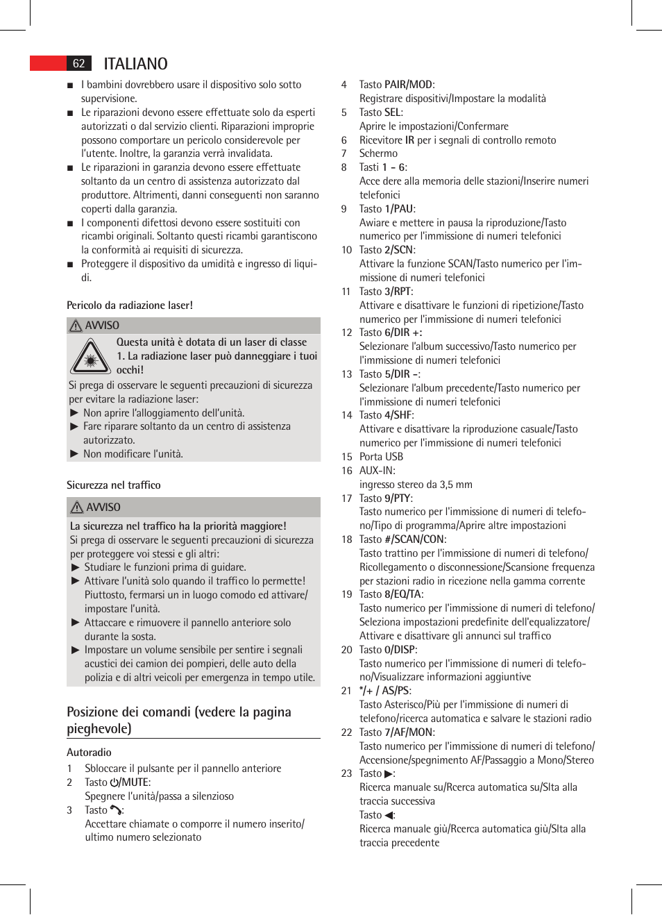 Italiano | AEG AR 4021 BT User Manual | Page 62 / 114