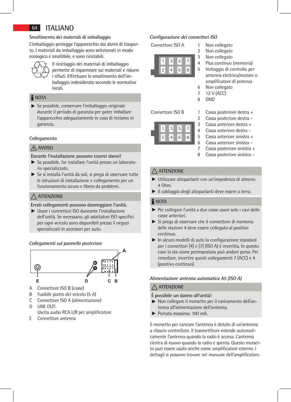 Italiano | AEG AR 4021 BT User Manual | Page 64 / 114