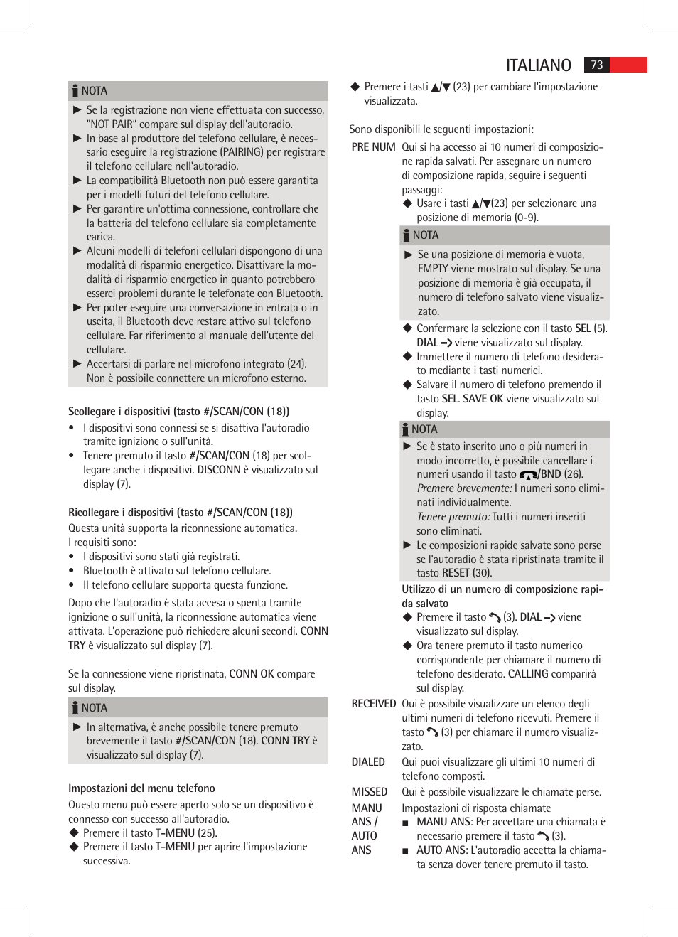 Italiano | AEG AR 4021 BT User Manual | Page 73 / 114