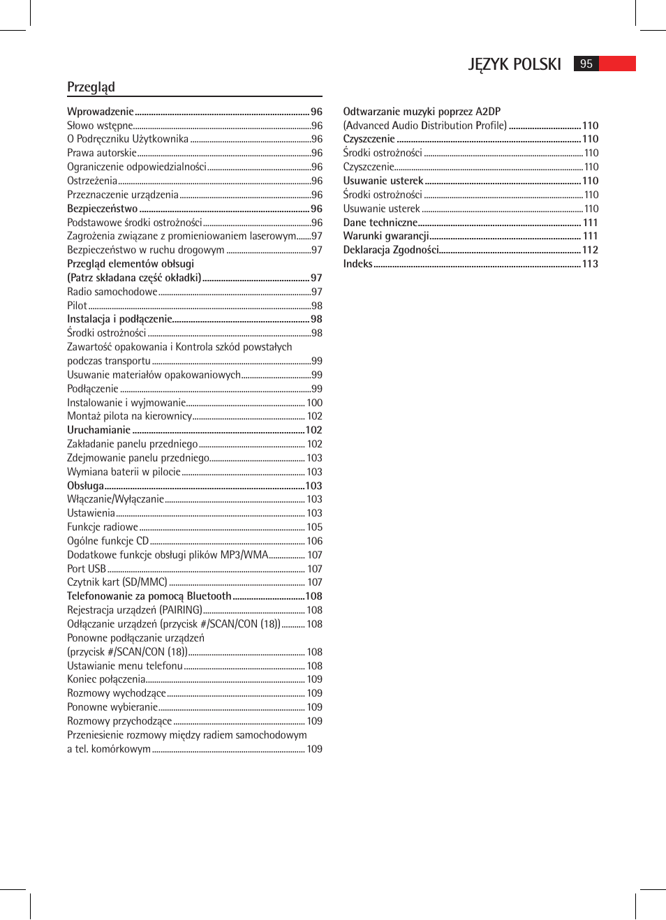 Język polski, Przegląd | AEG AR 4021 BT User Manual | Page 95 / 114