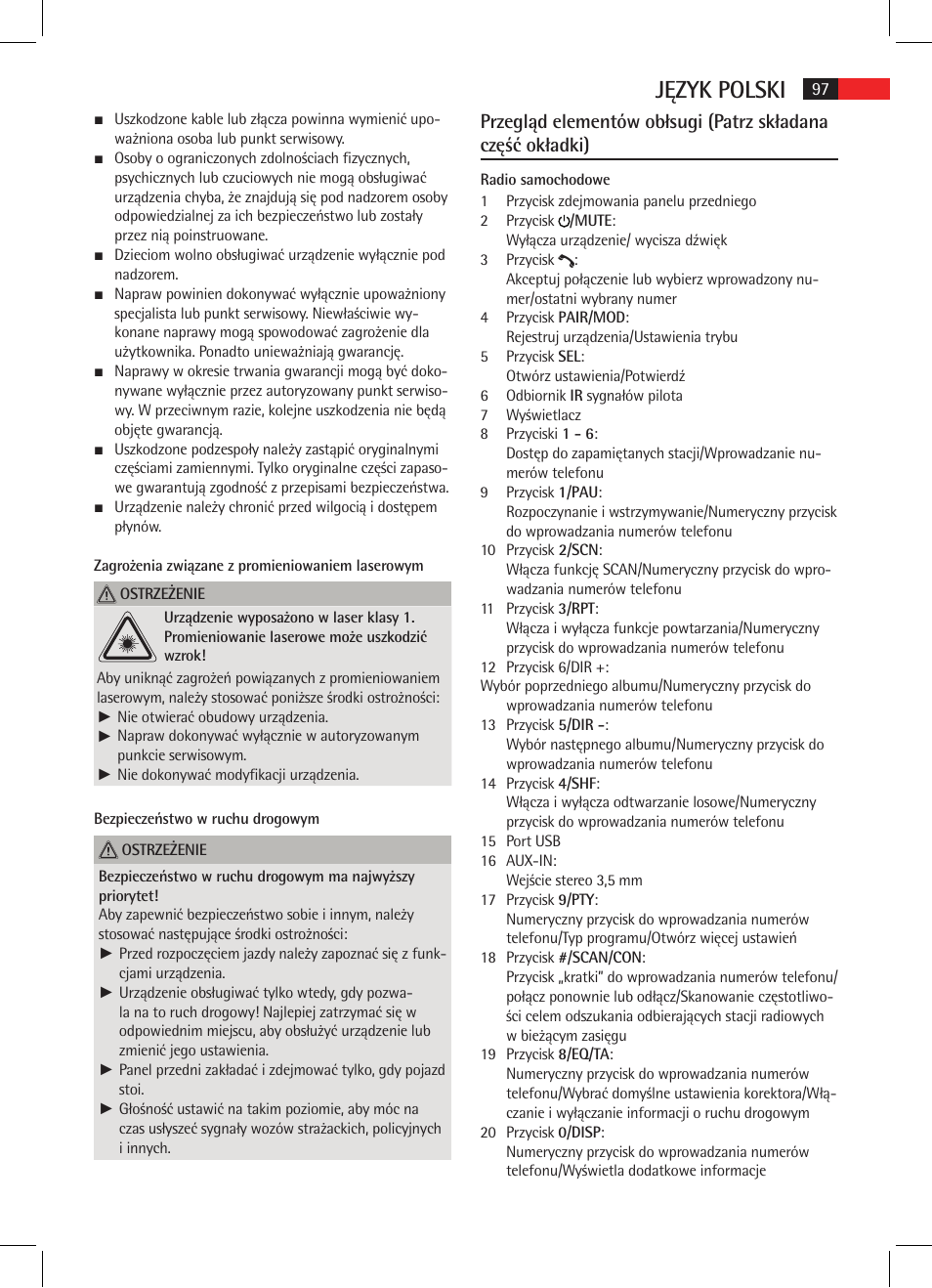 Język polski | AEG AR 4021 BT User Manual | Page 97 / 114