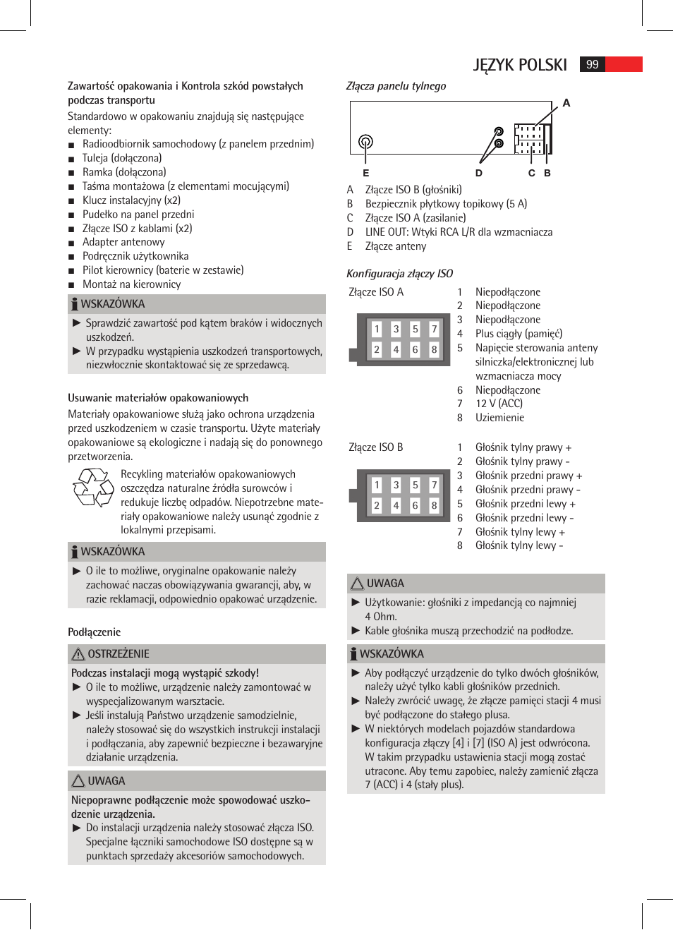 Język polski | AEG AR 4021 BT User Manual | Page 99 / 114