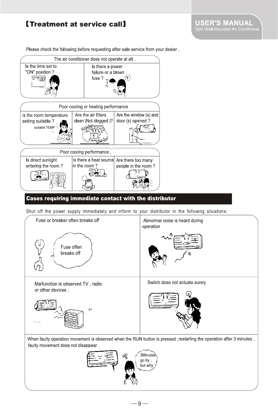 Treatment at service call, User's manual | Amcor AWS240HR User Manual | Page 11 / 13