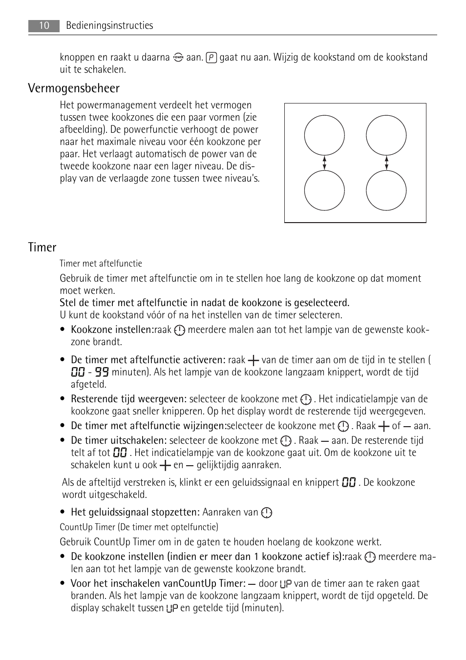 Vermogensbeheer, Timer | AEG HC652600EB User Manual | Page 10 / 60