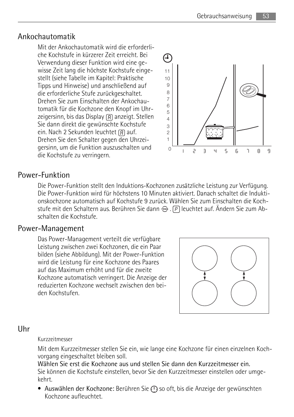 Ankochautomatik, Power-funktion, Power-management | AEG HC652600EB User Manual | Page 53 / 60