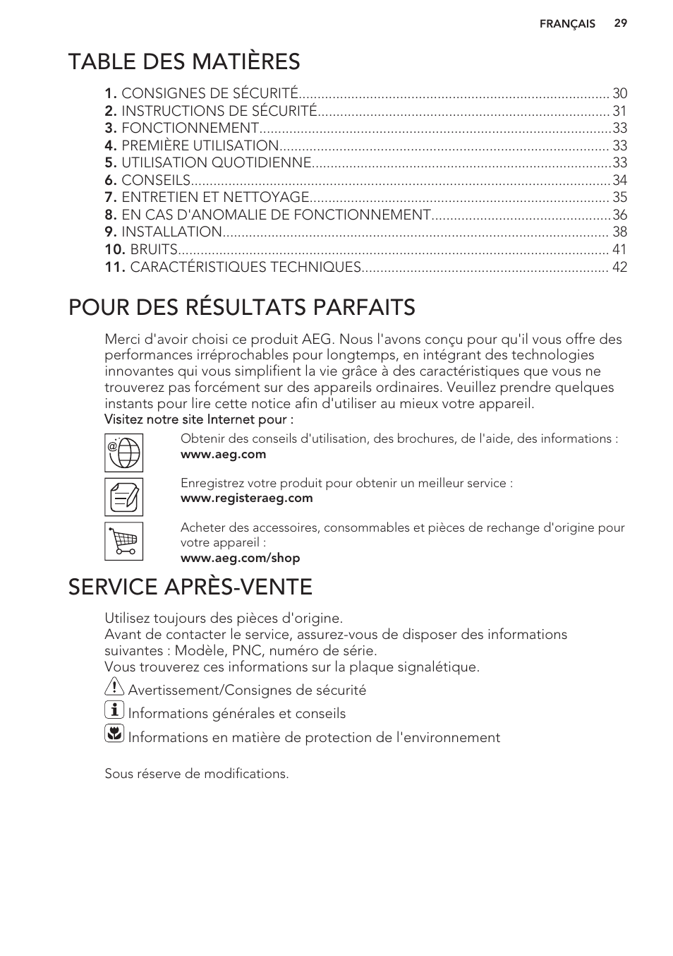 AEG S71449TSW0 User Manual | Page 29 / 60