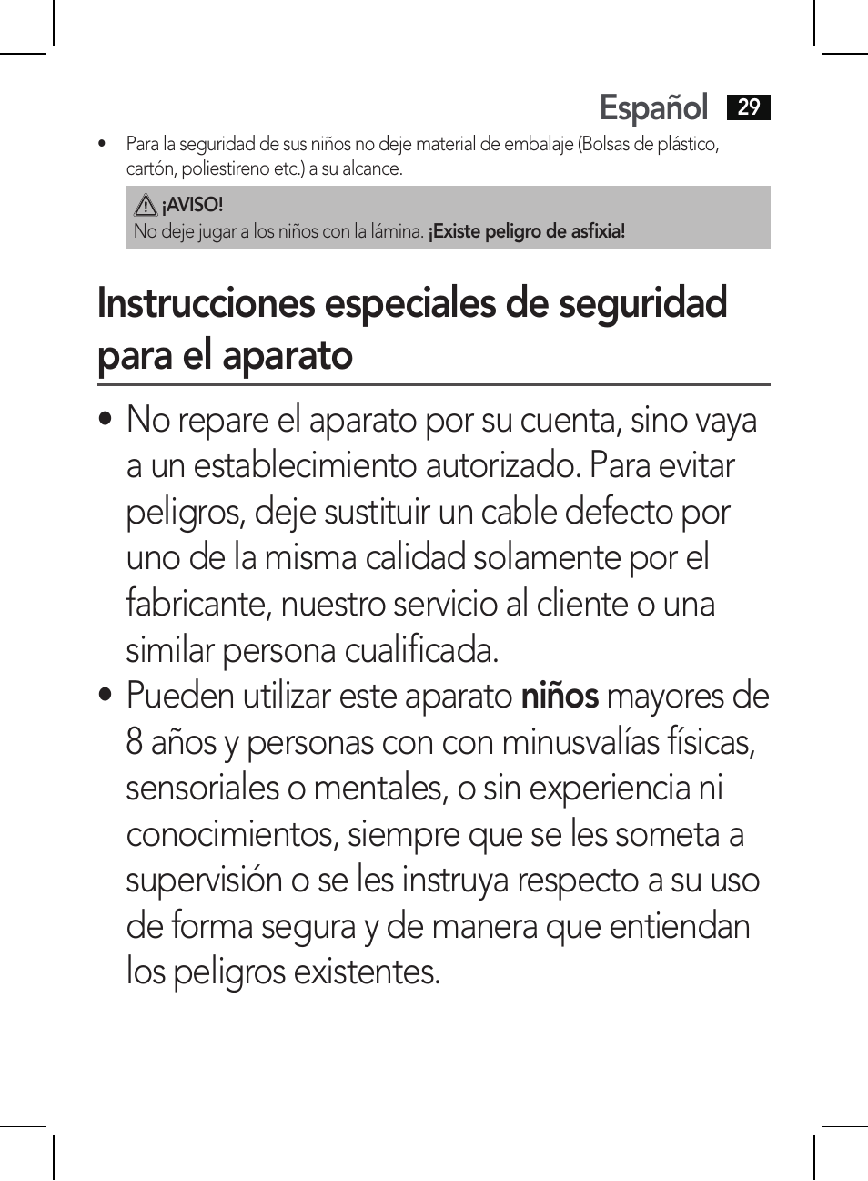 Español | AEG HR 5654 User Manual | Page 29 / 82