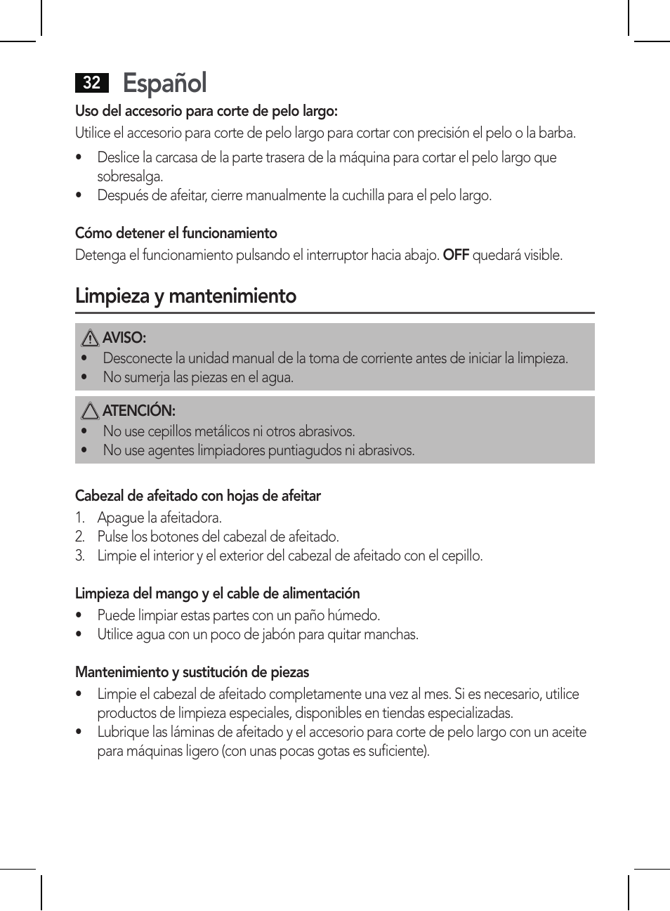 Español, Limpieza y mantenimiento | AEG HR 5654 User Manual | Page 32 / 82