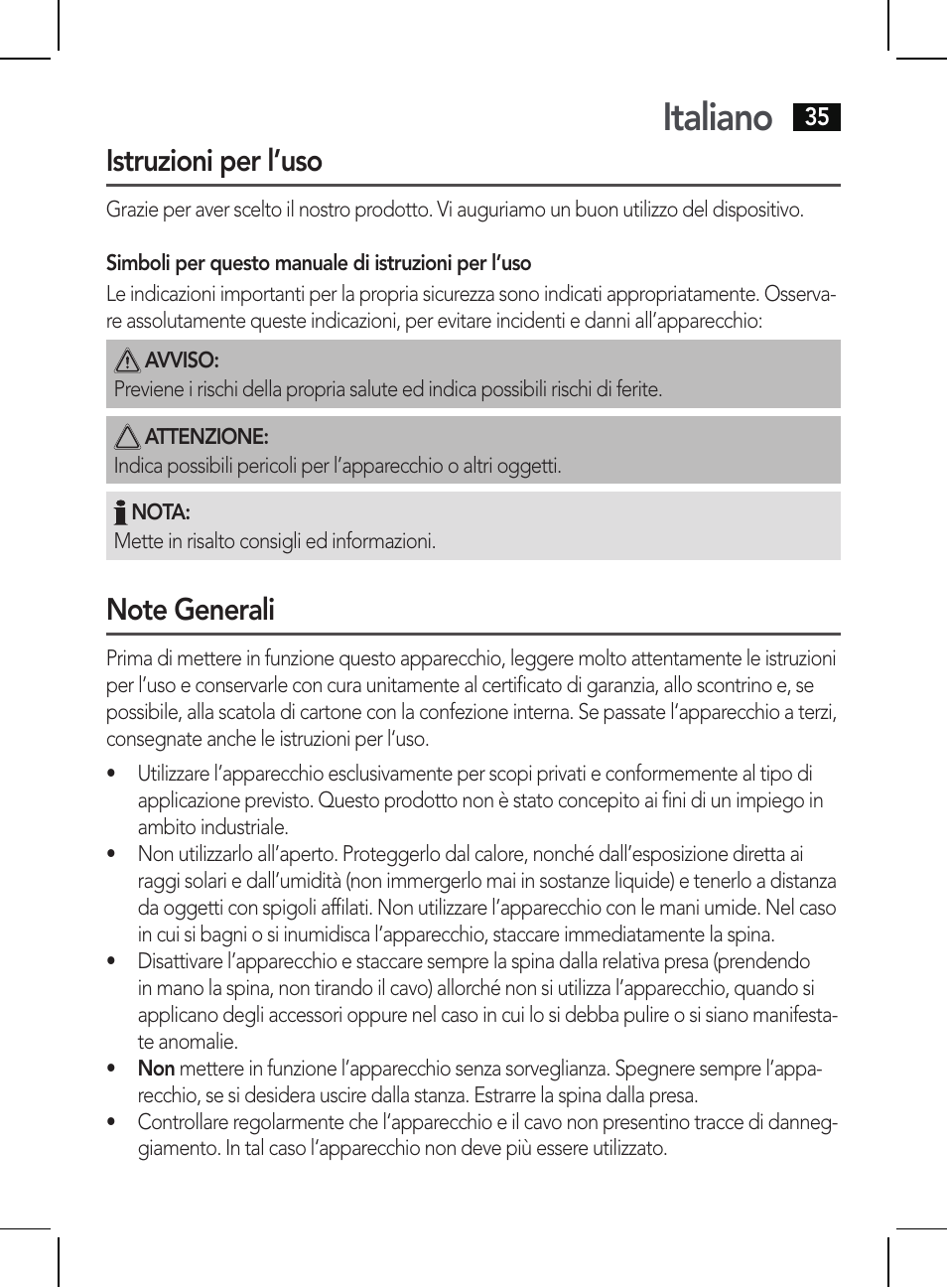 Italiano, Istruzioni per l’uso | AEG HR 5654 User Manual | Page 35 / 82