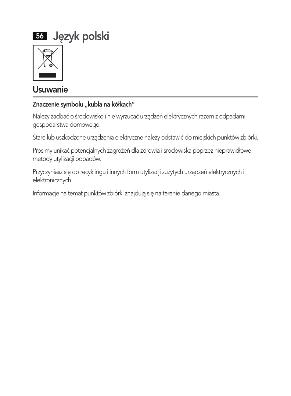 Język polski, Usuwanie | AEG HR 5654 User Manual | Page 56 / 82