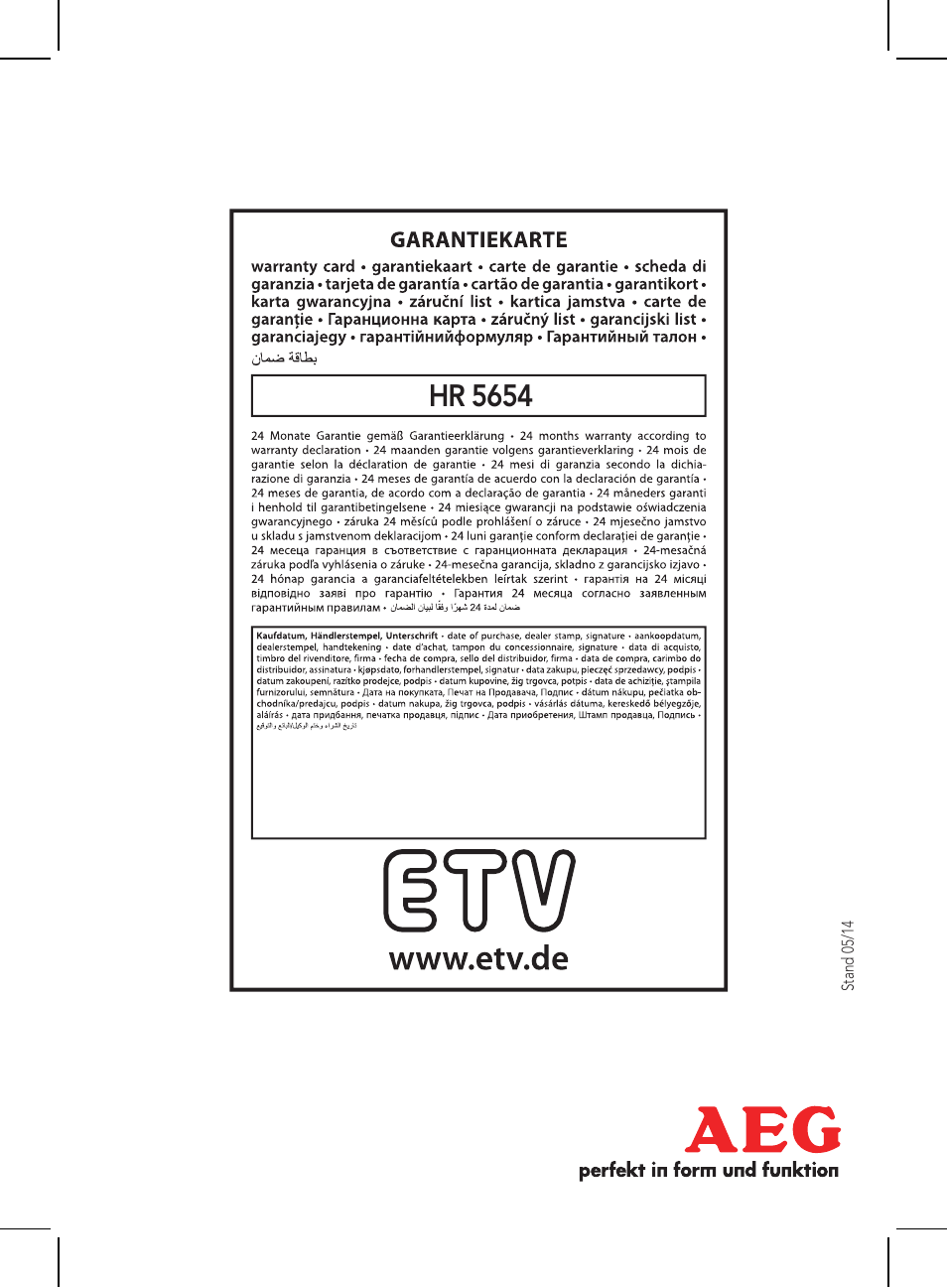 Hr 5654 | AEG HR 5654 User Manual | Page 82 / 82