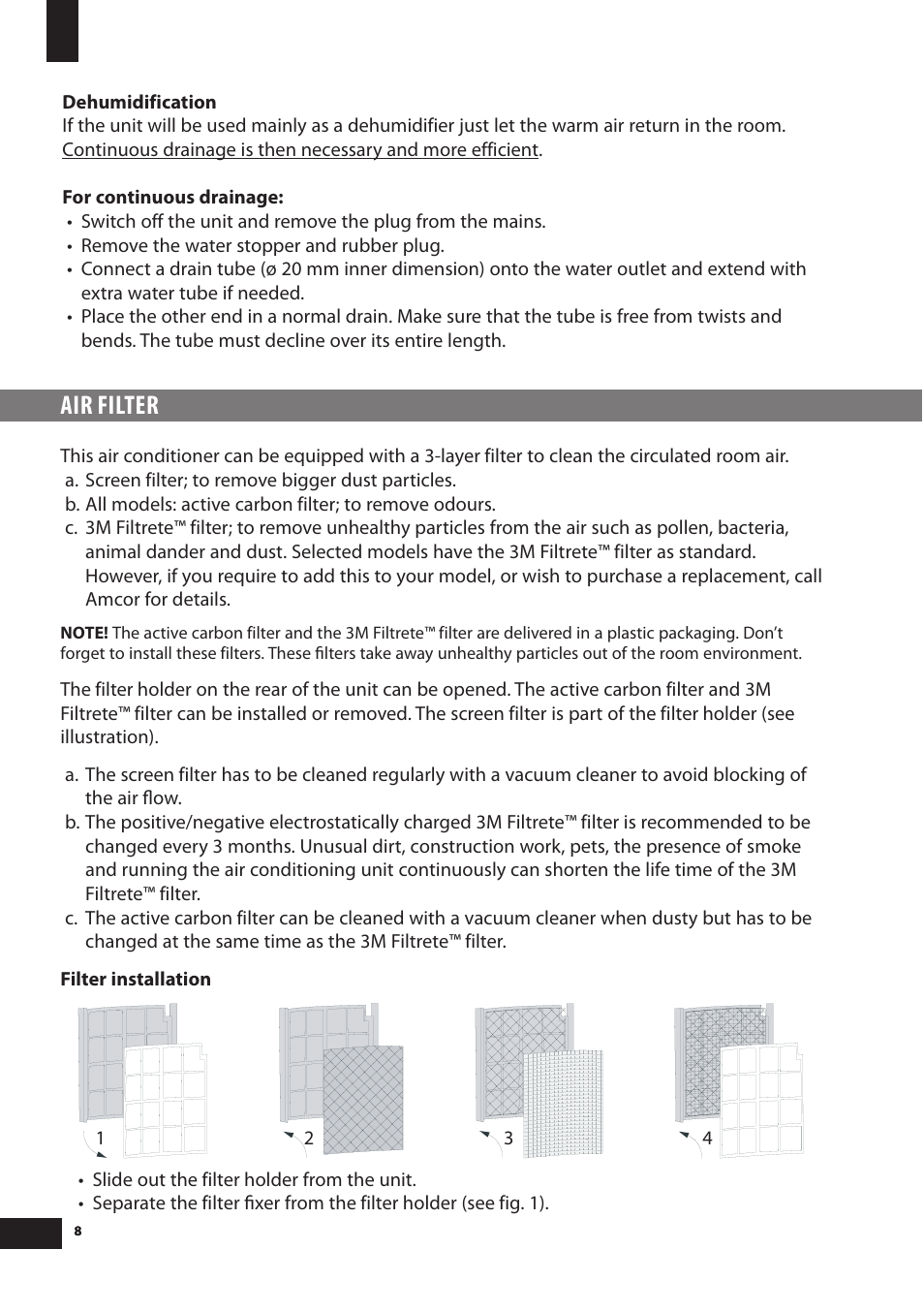 Air filter | Amcor 12000E User Manual | Page 8 / 12