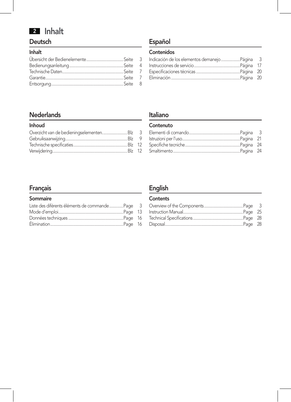 Inhalt | AEG MMR 4133 User Manual | Page 2 / 30