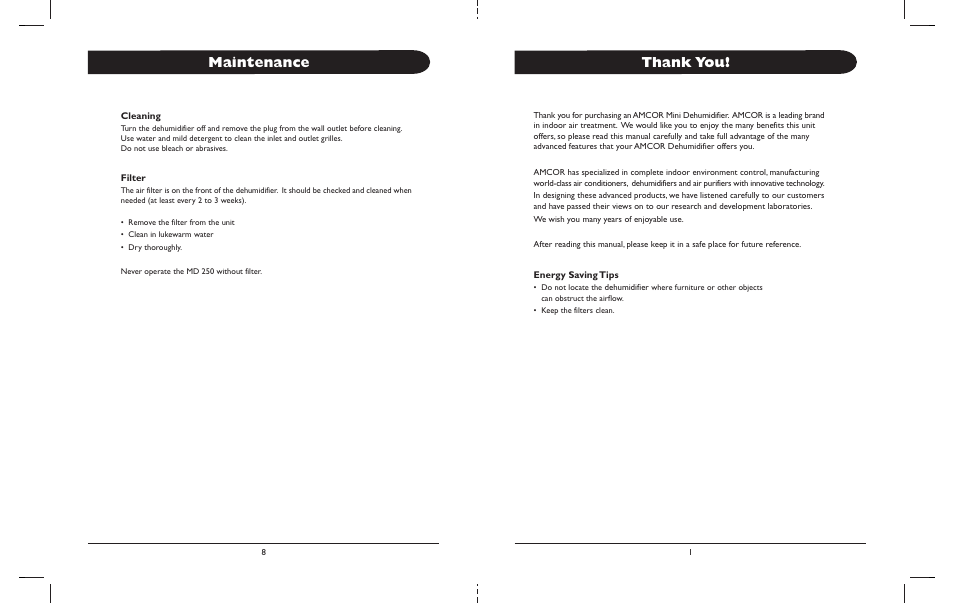 Maintenance | Amcor MD250 User Manual | Page 3 / 6