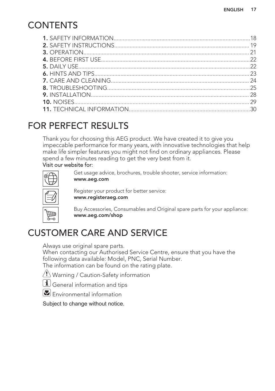 AEG A93100GNW0 User Manual | Page 17 / 80
