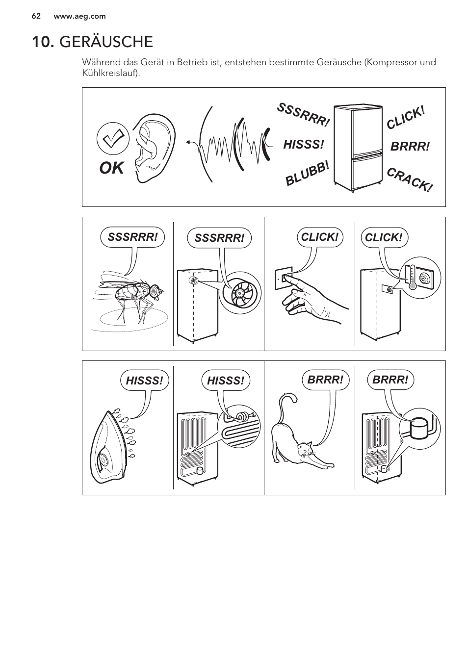 Geräusche | AEG A93100GNW0 User Manual | Page 62 / 80