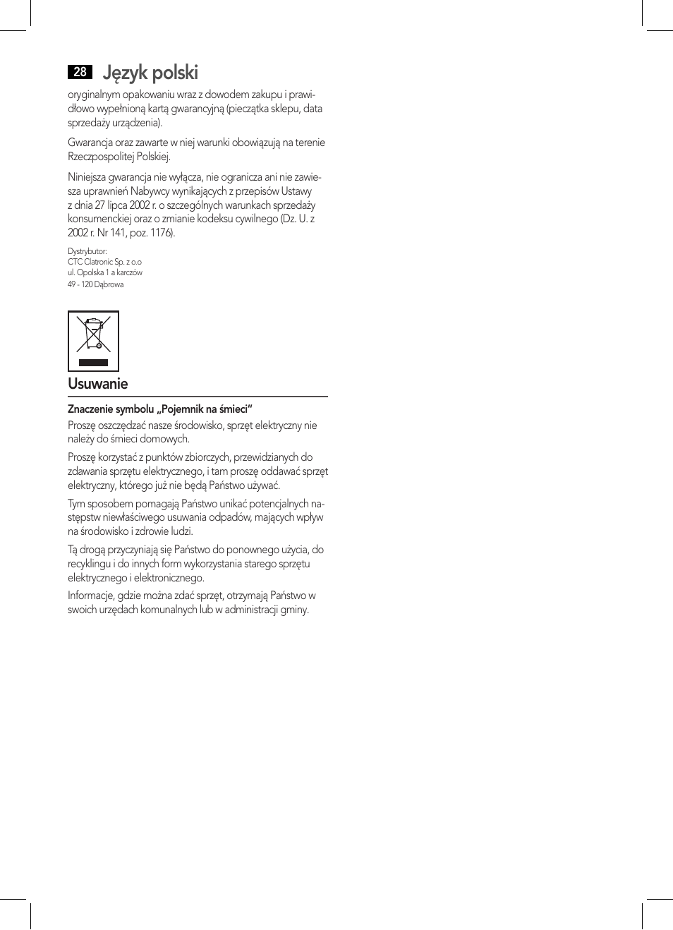 Język polski | AEG MD 5613 User Manual | Page 28 / 42