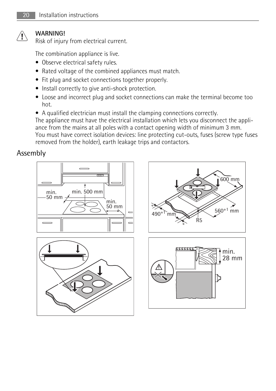 Assembly | AEG HE604078XB User Manual | Page 20 / 72