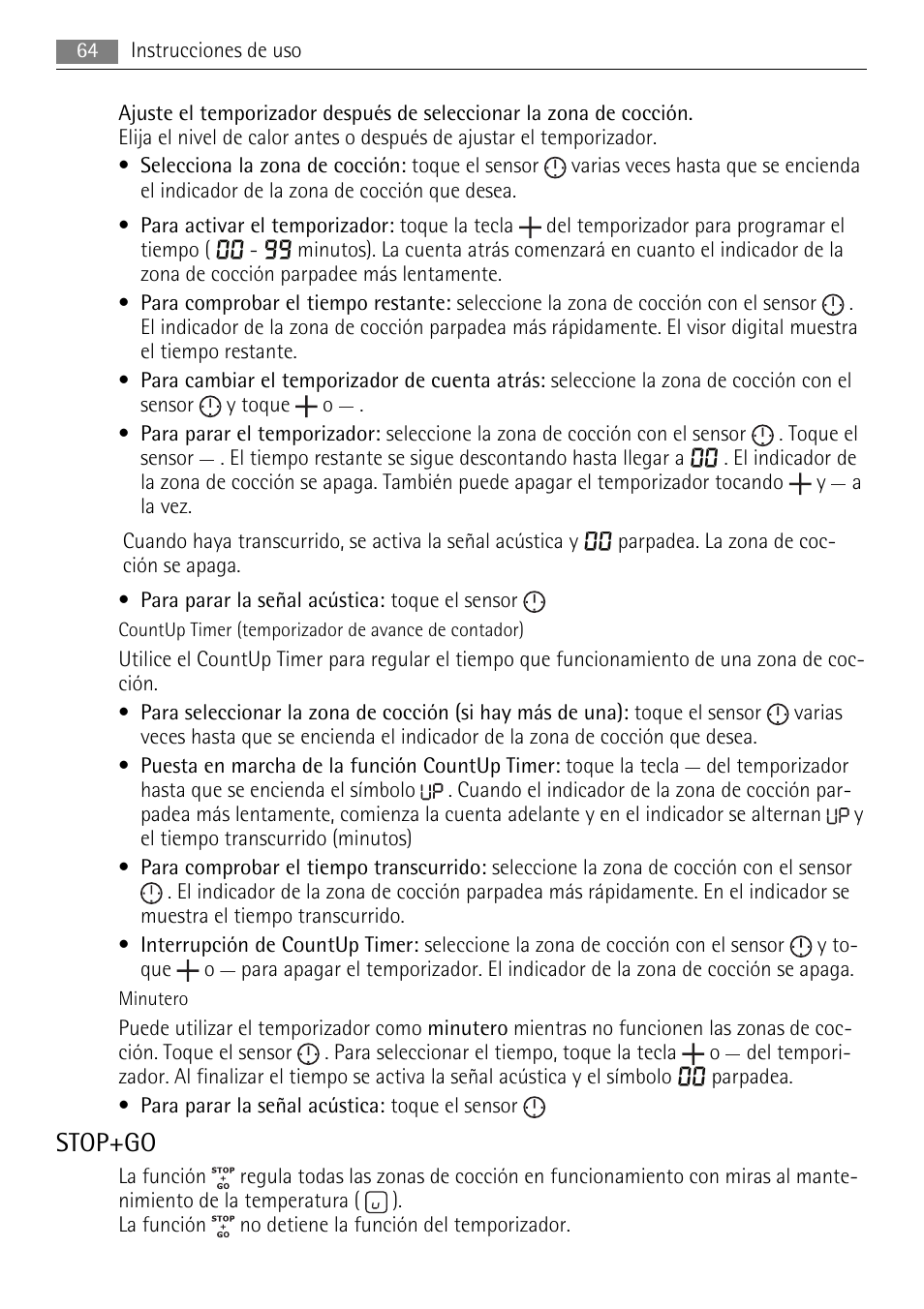 Stop+go | AEG HE604078XB User Manual | Page 64 / 72