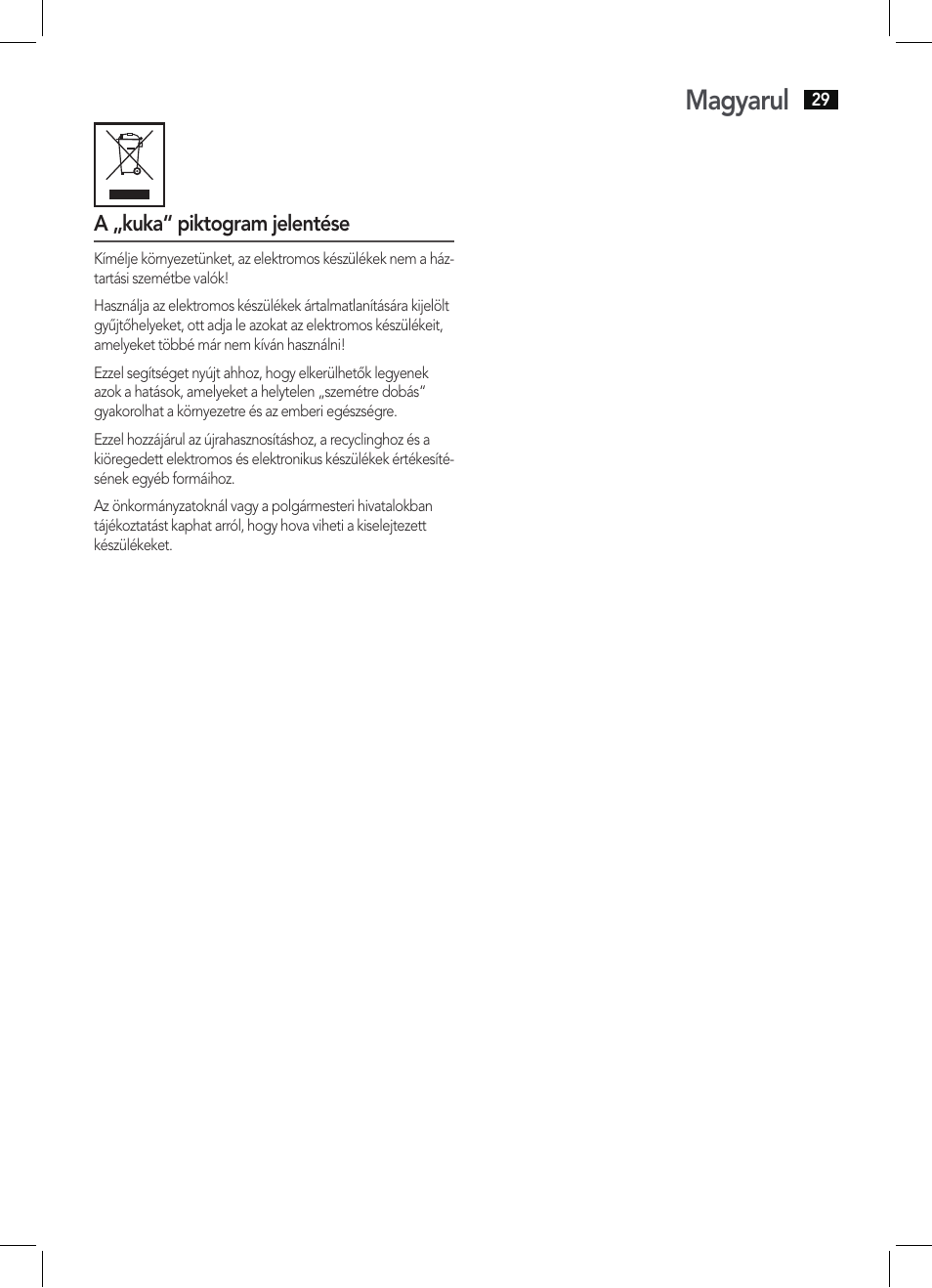 Magyarul | AEG LW 5583 User Manual | Page 29 / 36