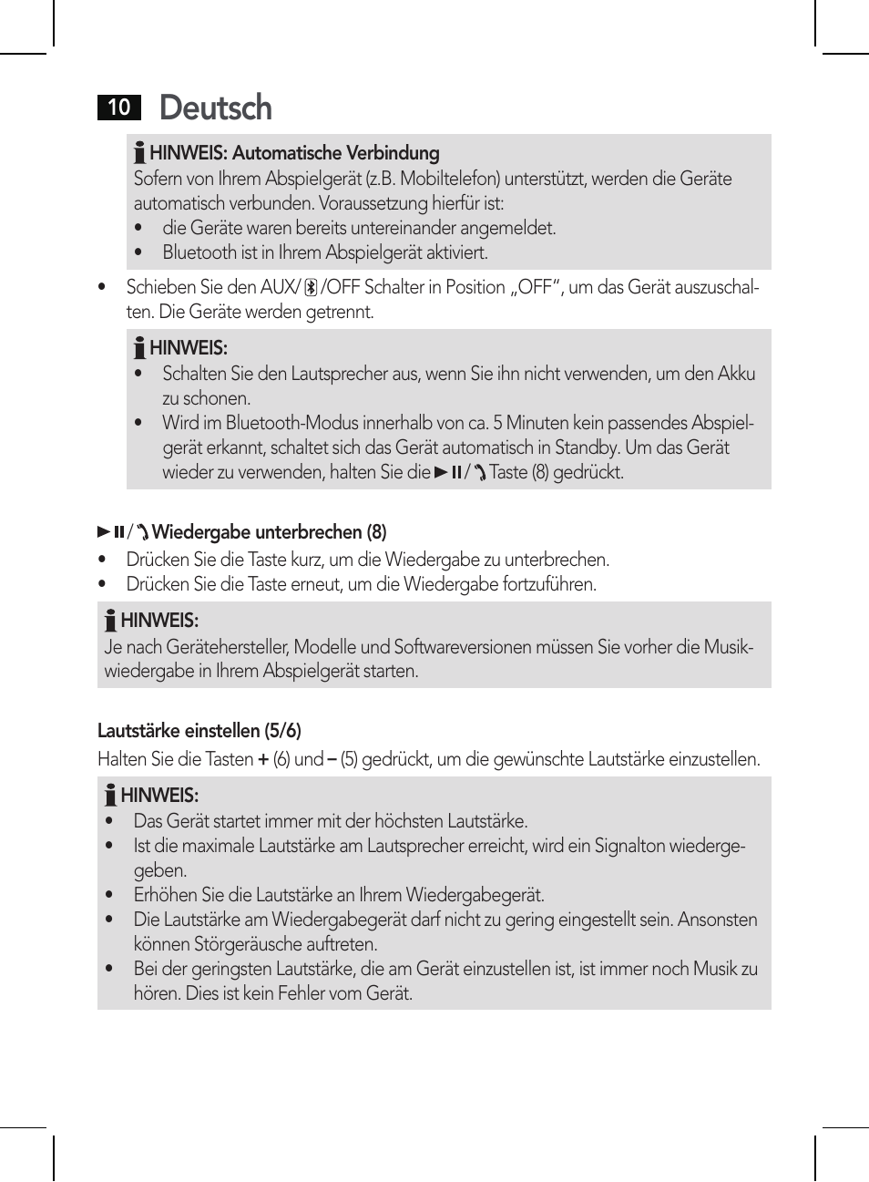 Deutsch | AEG BSS 4810 User Manual | Page 10 / 62