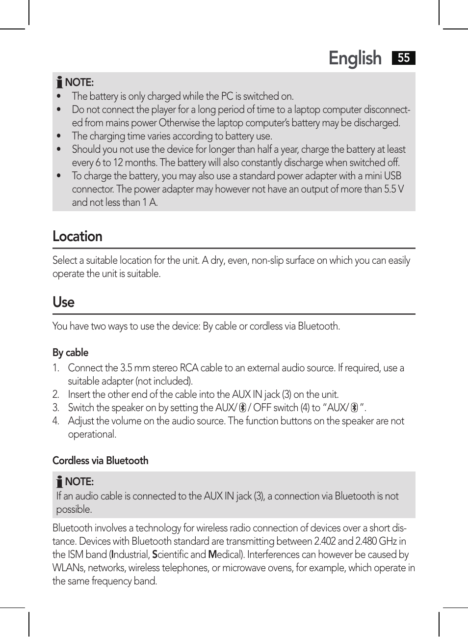 English, Location | AEG BSS 4810 User Manual | Page 55 / 62