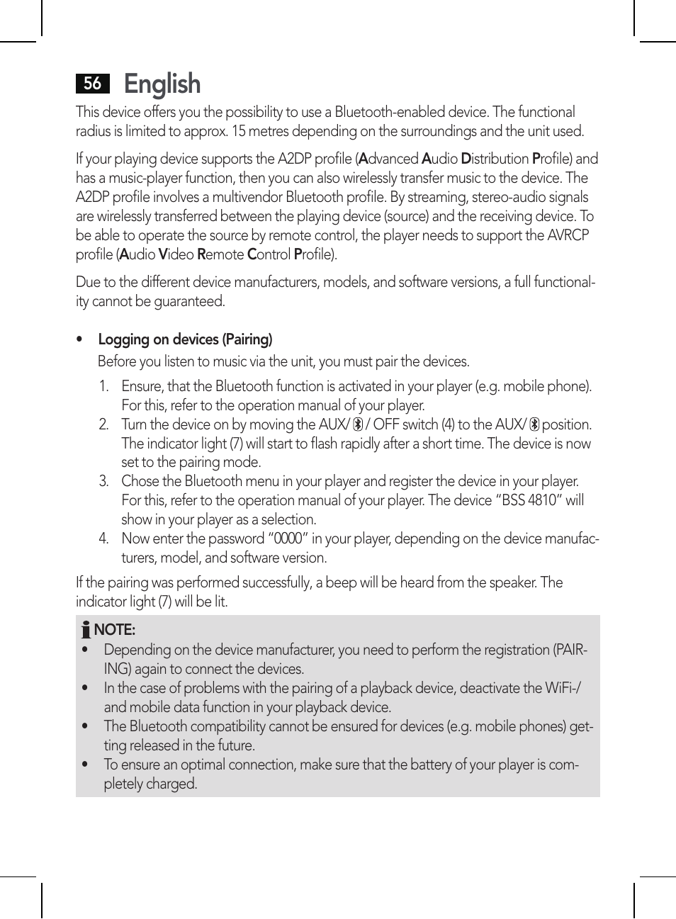 English | AEG BSS 4810 User Manual | Page 56 / 62