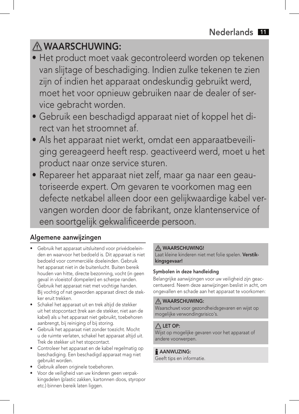 Nederlands | AEG WZD 5648 User Manual | Page 11 / 60