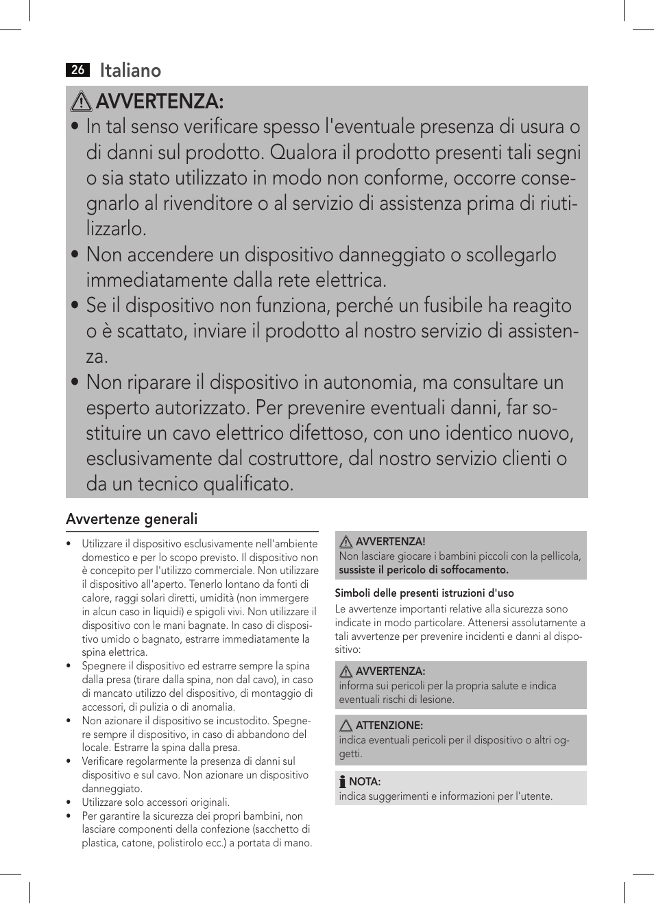 Italiano | AEG WZD 5648 User Manual | Page 26 / 60