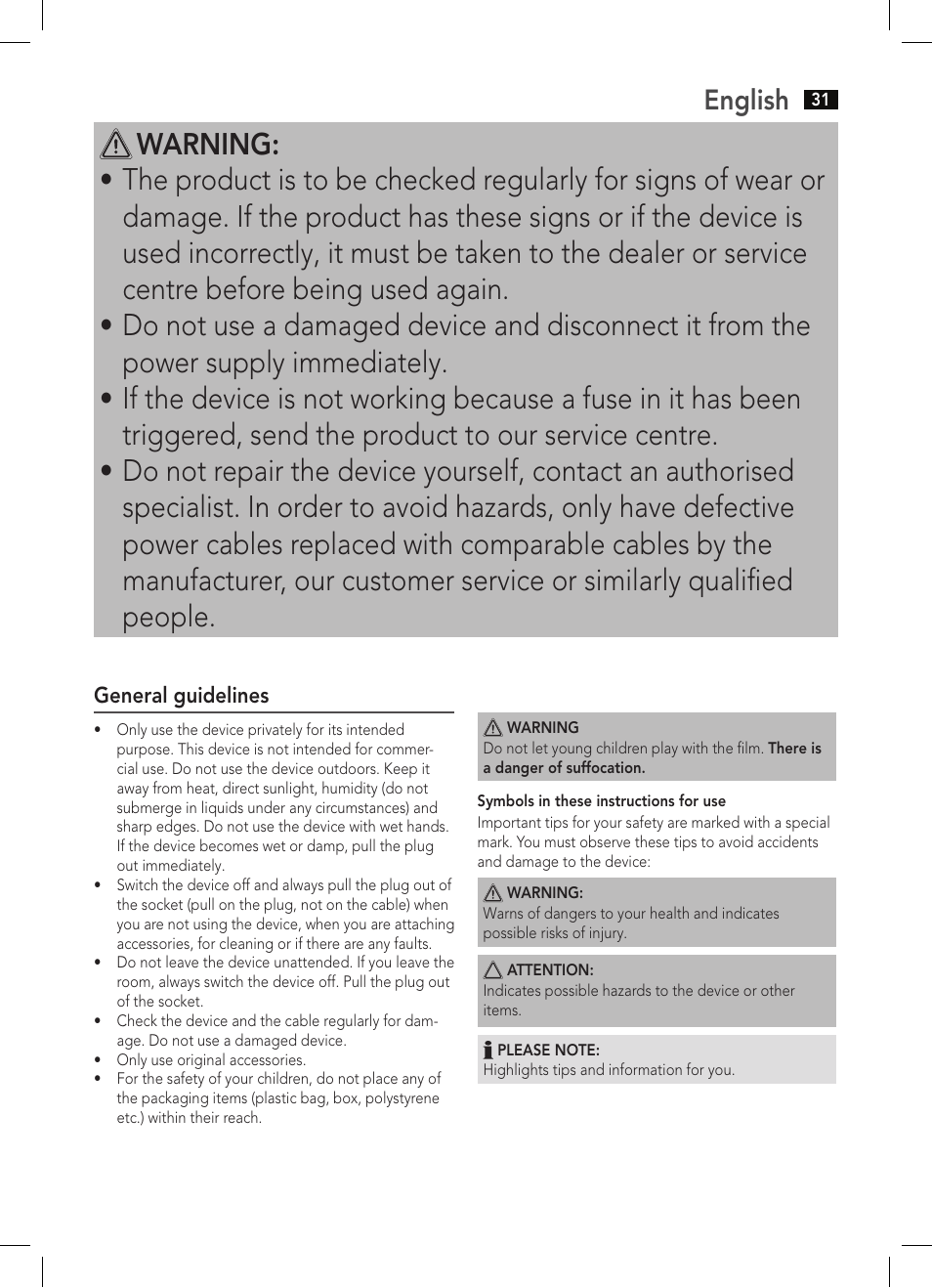 English | AEG WZD 5648 User Manual | Page 31 / 60
