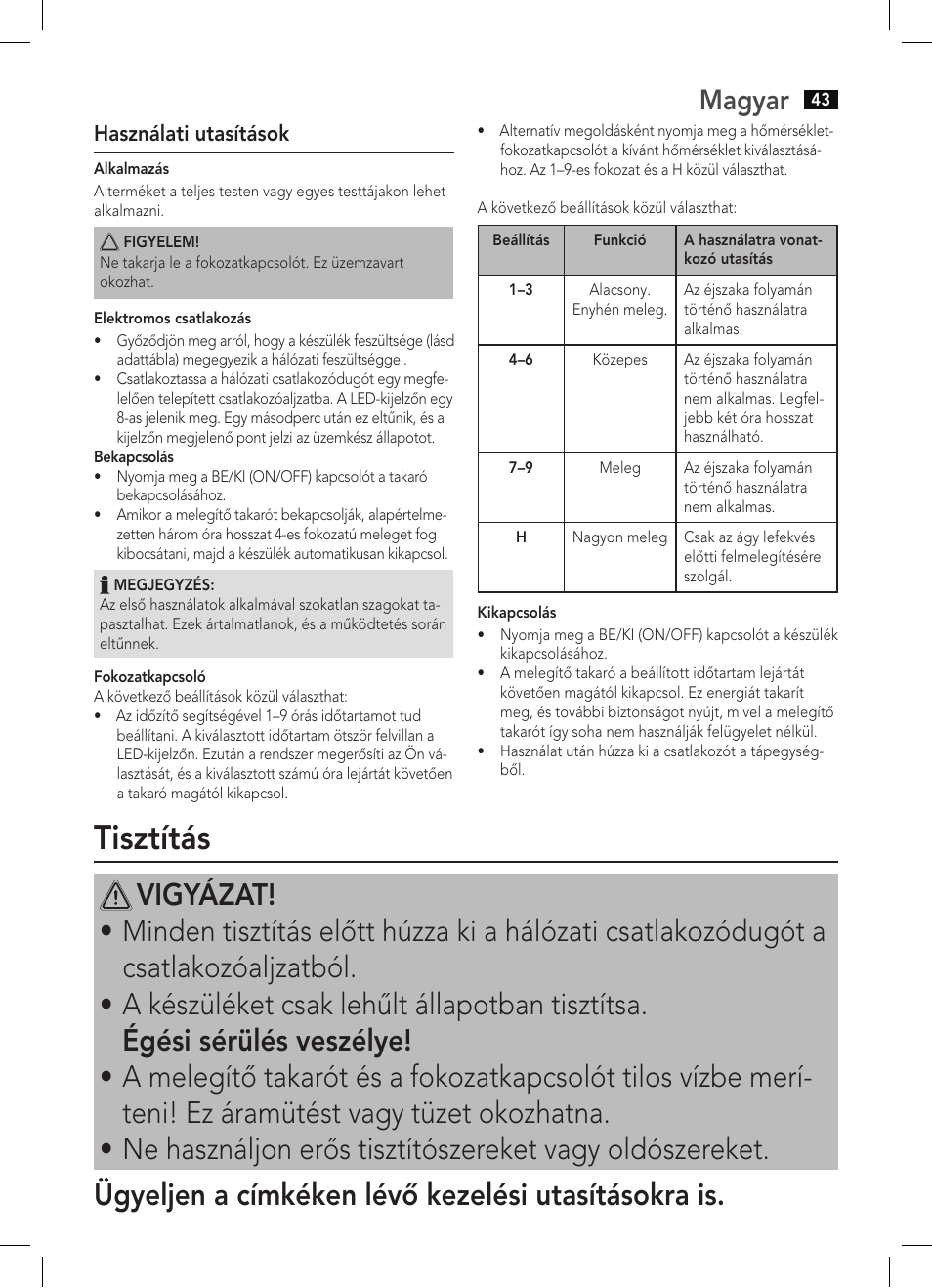 Tisztítás, Magyar | AEG WZD 5648 User Manual | Page 43 / 60