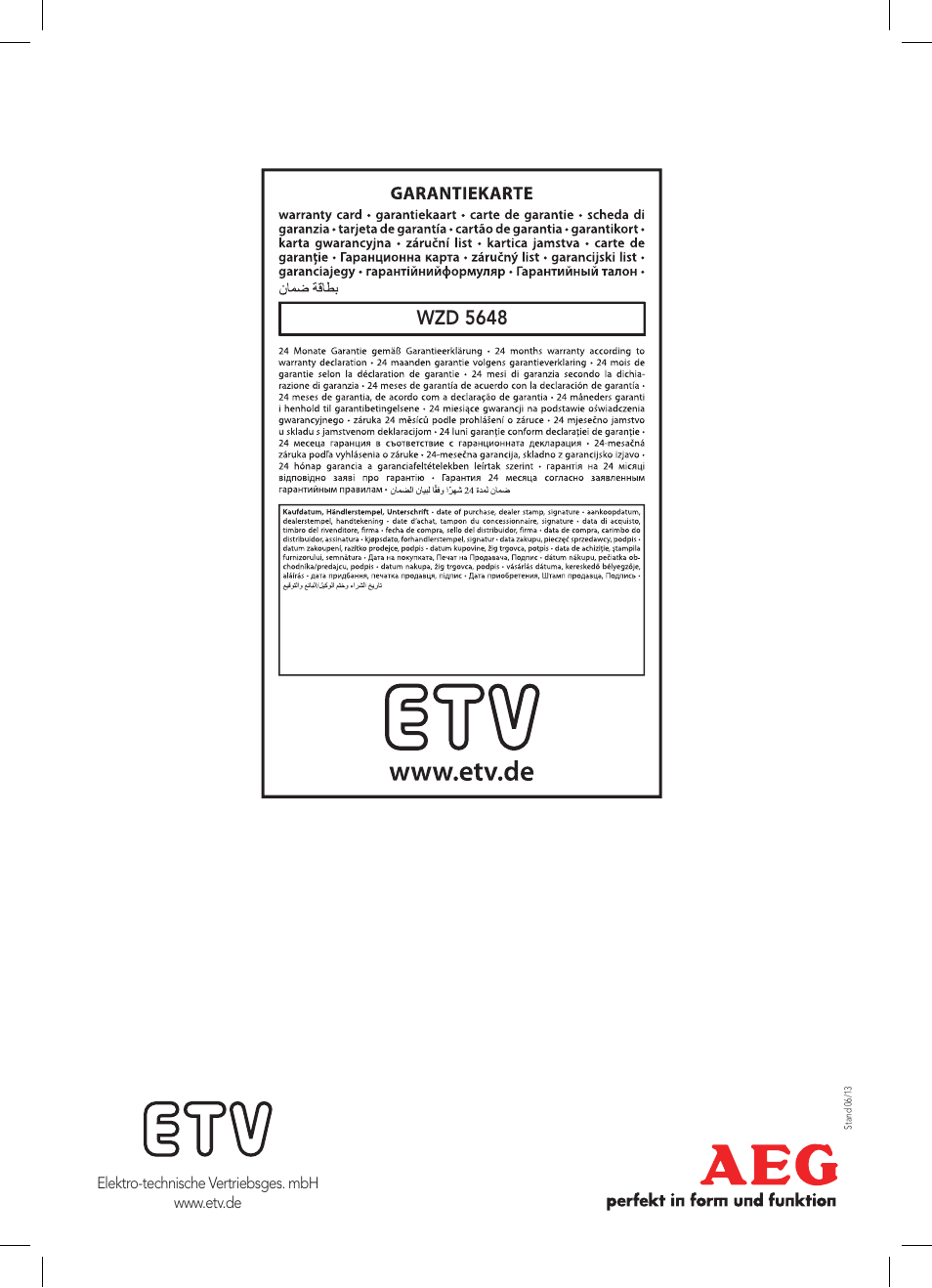 Wzd 5648 | AEG WZD 5648 User Manual | Page 60 / 60