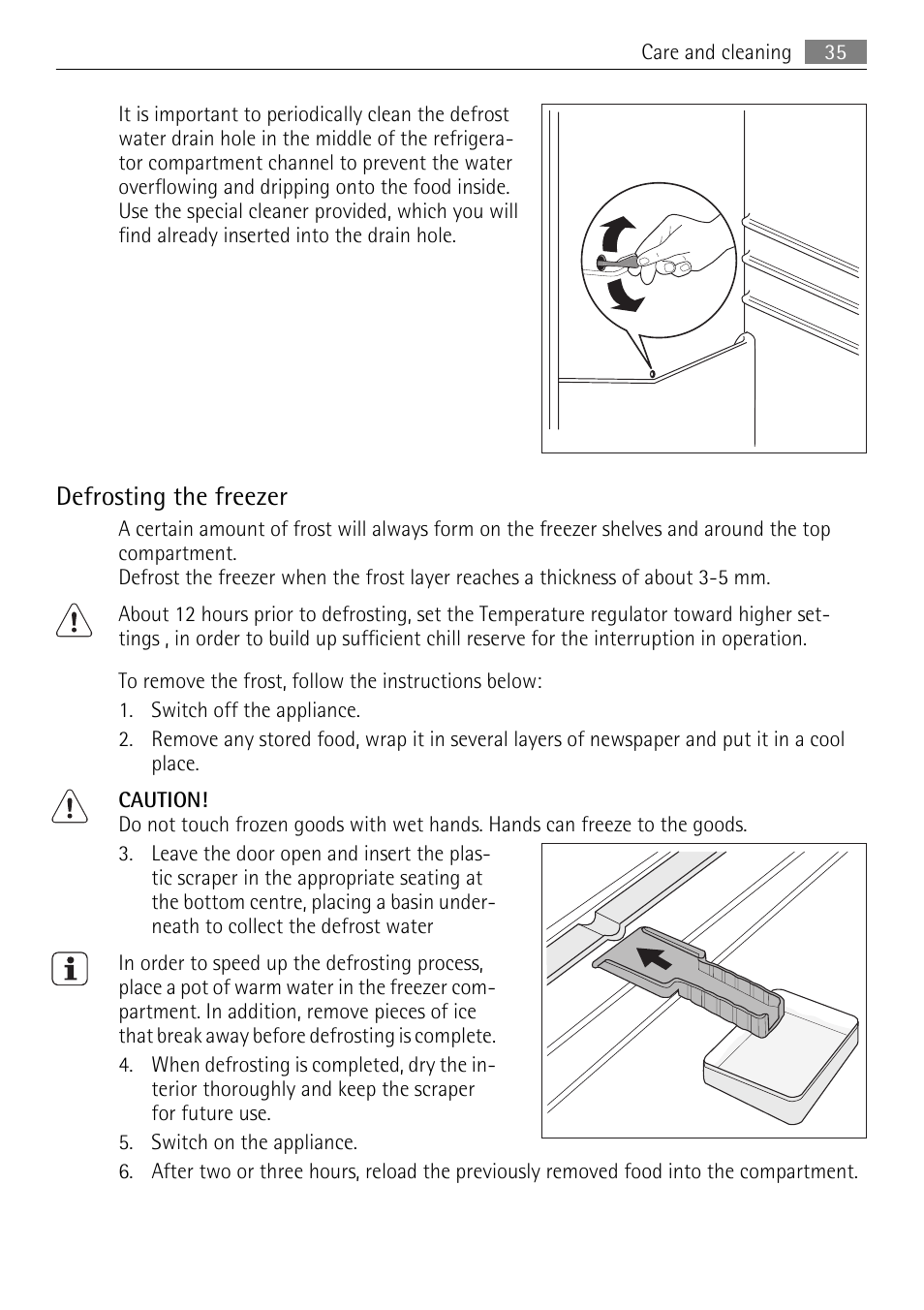 Defrosting the freezer | AEG SCN91800C1 User Manual | Page 35 / 92