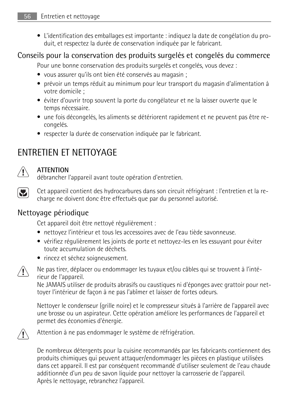 Entretien et nettoyage, Nettoyage périodique | AEG SCN91800C1 User Manual | Page 56 / 92