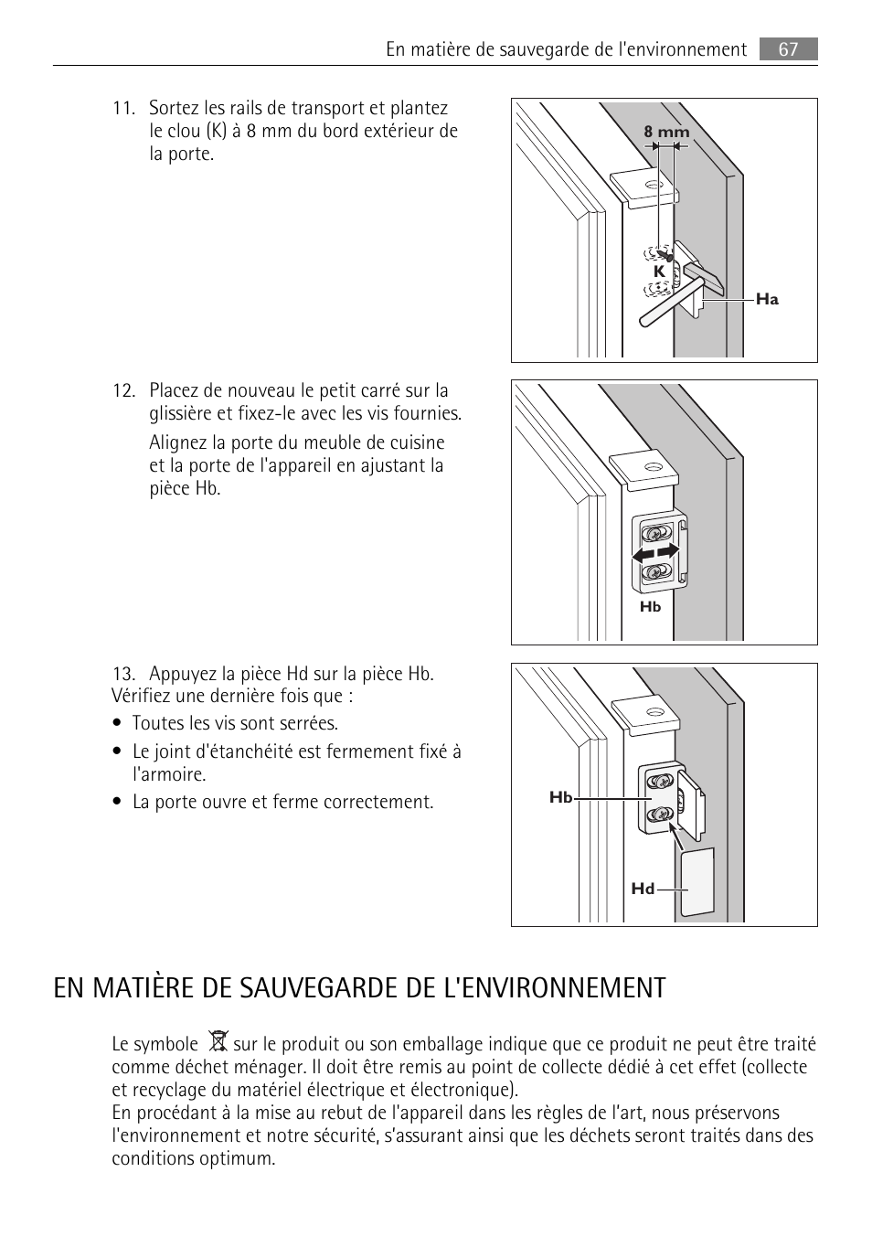 En matière de sauvegarde de l'environnement | AEG SCN91800C1 User Manual | Page 67 / 92