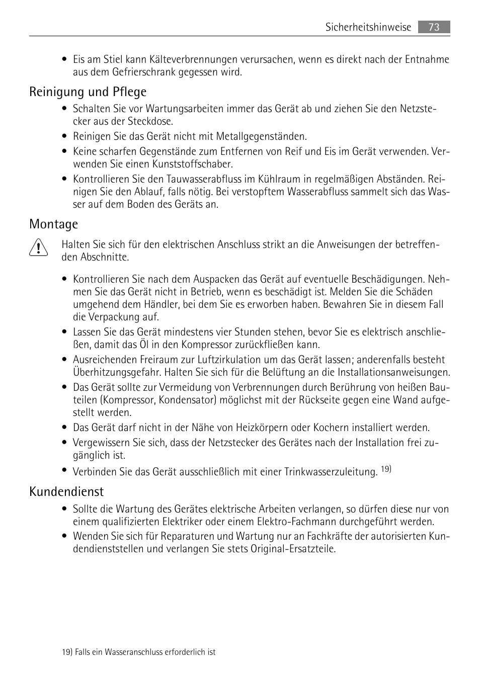 Reinigung und pflege, Montage, Kundendienst | AEG SCN91800C1 User Manual | Page 73 / 92