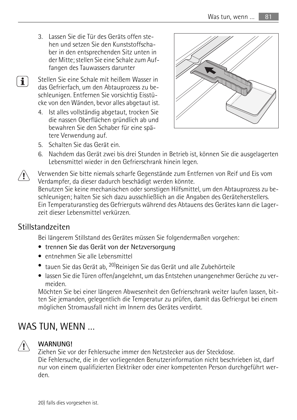 Was tun, wenn, Stillstandzeiten | AEG SCN91800C1 User Manual | Page 81 / 92