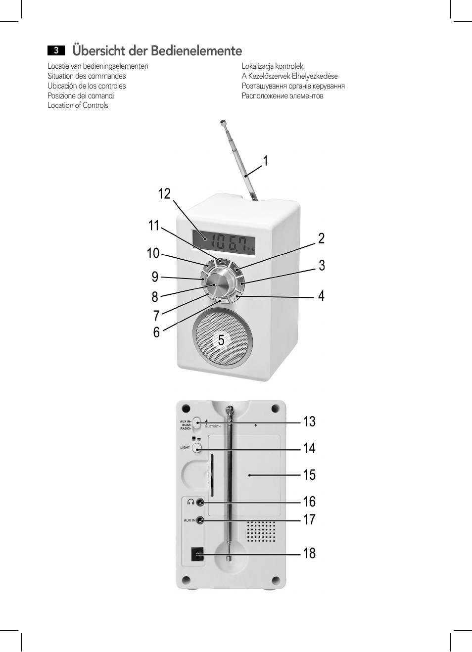 Übersicht der bedienelemente | AEG MR 4139 BT schwarz User Manual | Page 3 / 58