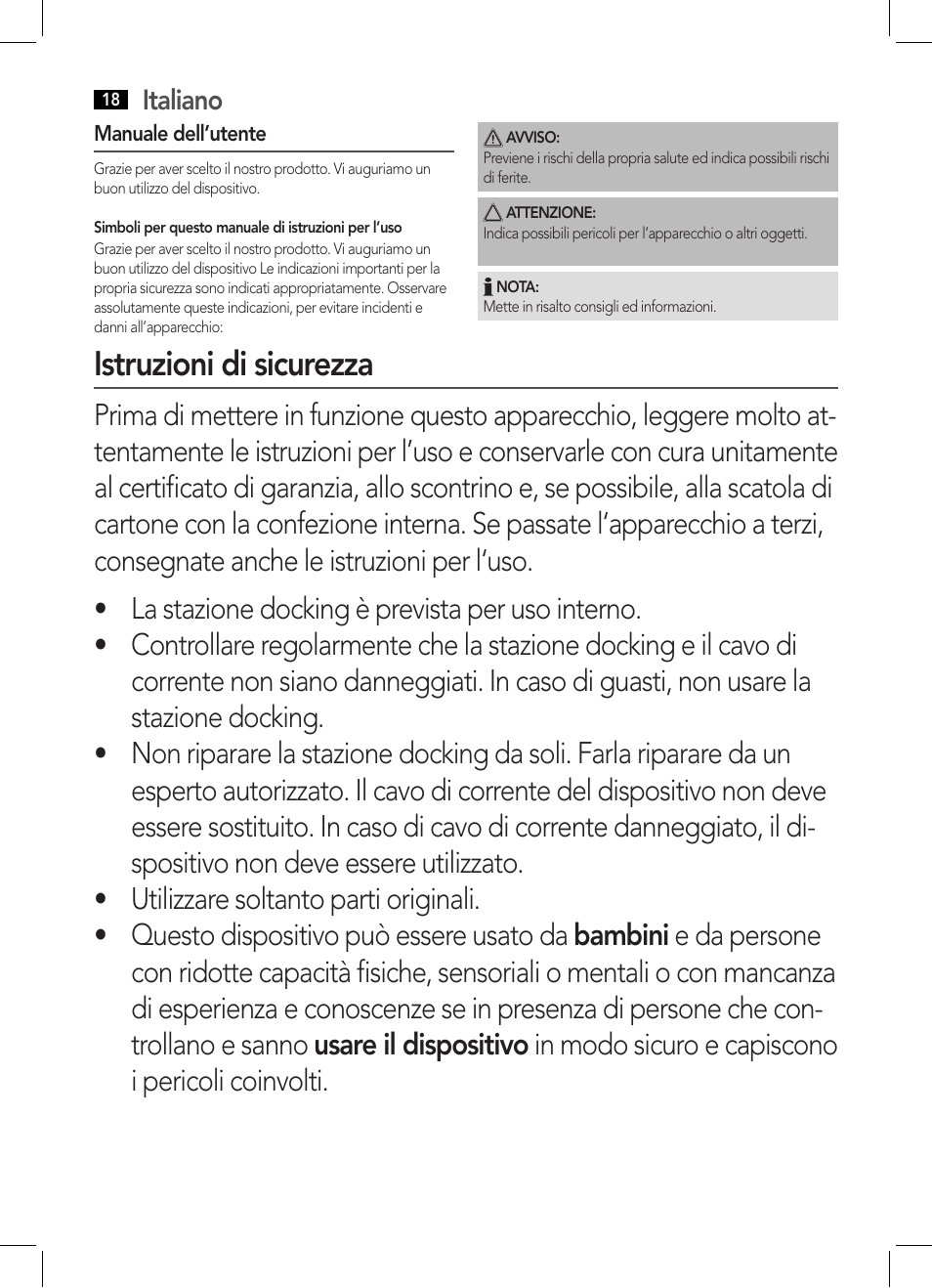 Istruzioni di sicurezza, Italiano | AEG EZ 5623 User Manual | Page 18 / 44