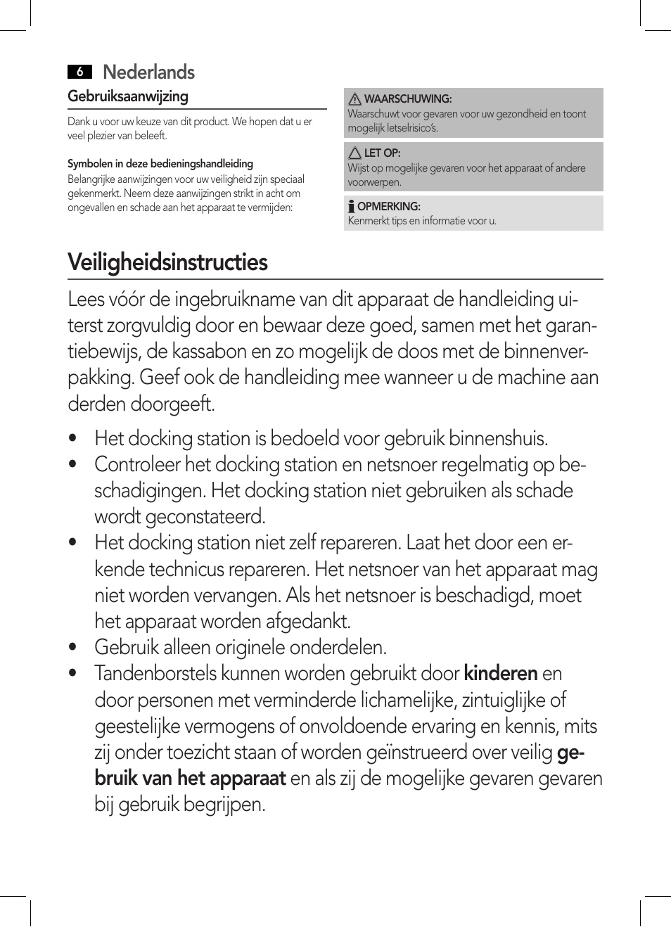 Veiligheidsinstructies, Nederlands | AEG EZ 5623 User Manual | Page 6 / 44
