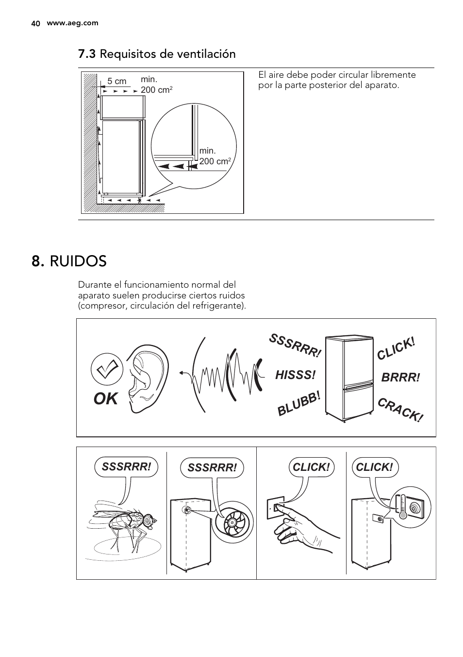 Ruidos | AEG AGN71200F0 User Manual | Page 40 / 44