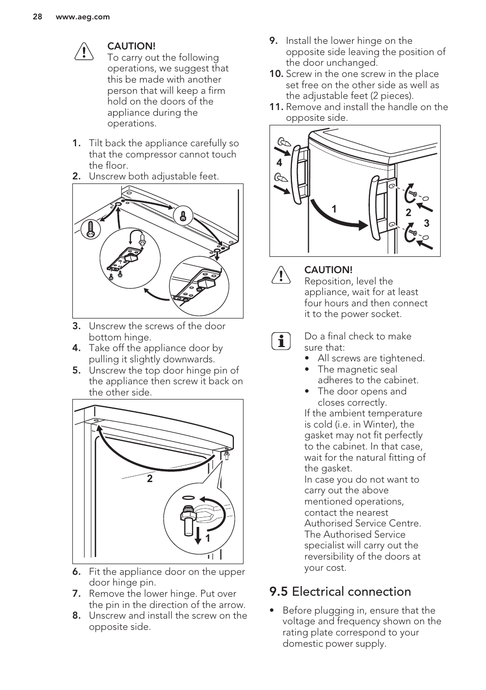 5 electrical connection | AEG A42200GSW0 User Manual | Page 28 / 64