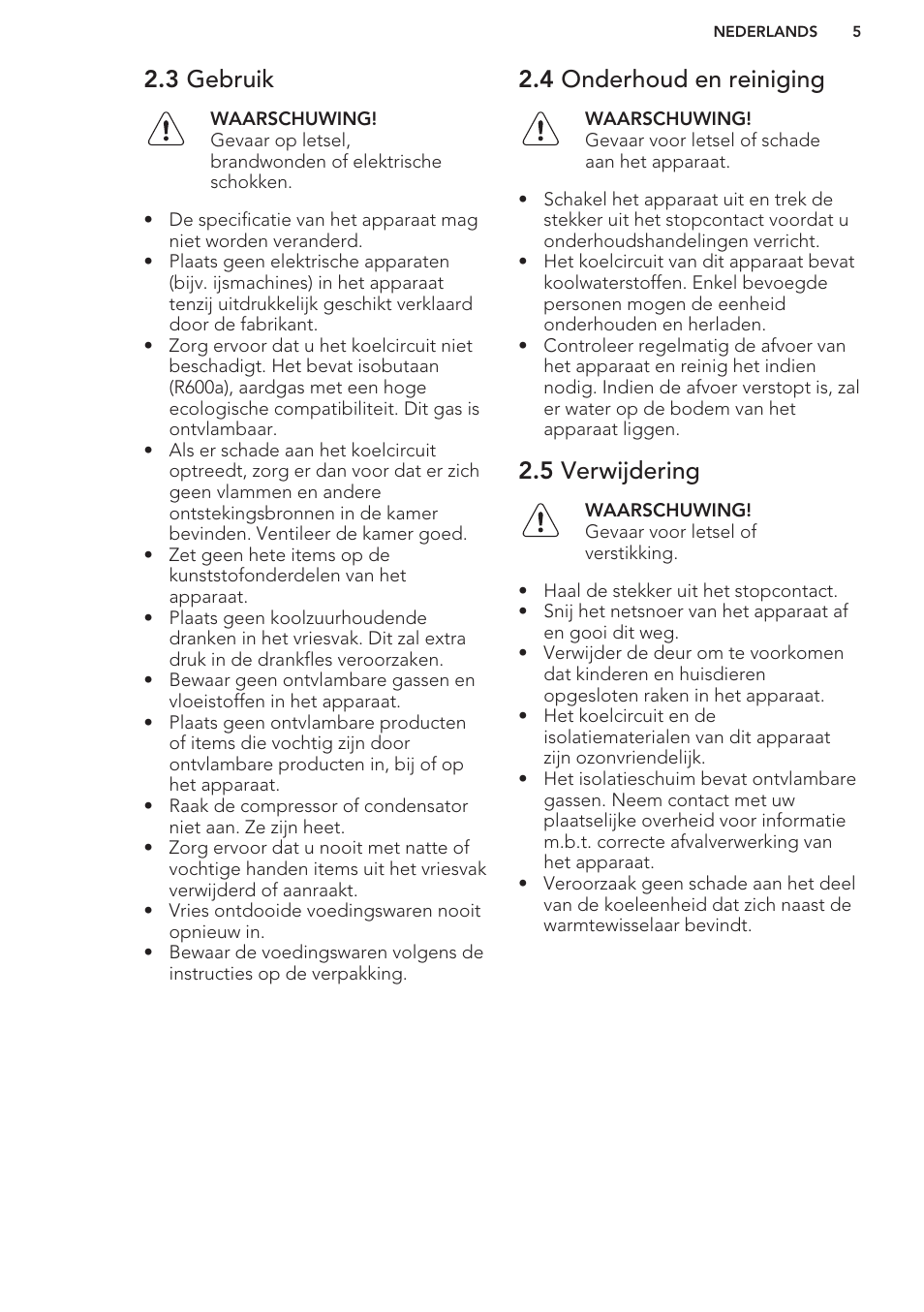 3 gebruik, 4 onderhoud en reiniging, 5 verwijdering | AEG A42200GSW0 User Manual | Page 5 / 64