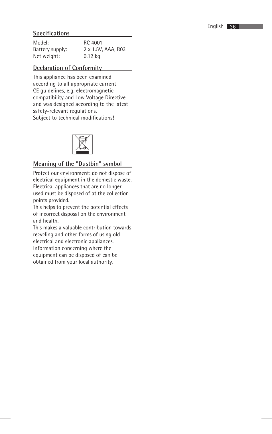 AEG RC 4001 User Manual | Page 34 / 50