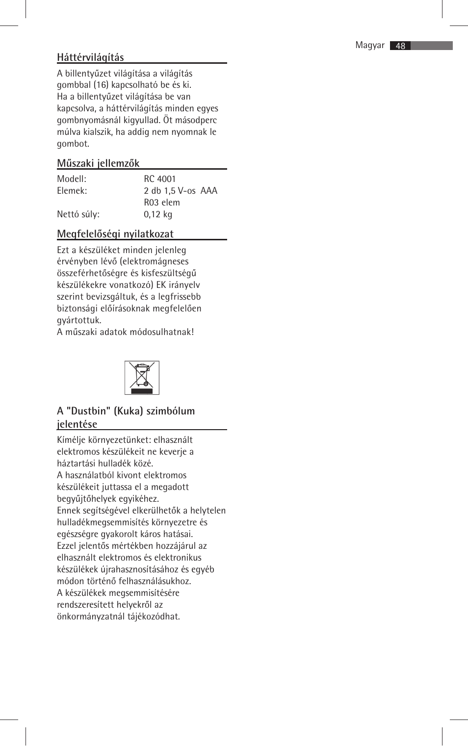 AEG RC 4001 User Manual | Page 46 / 50