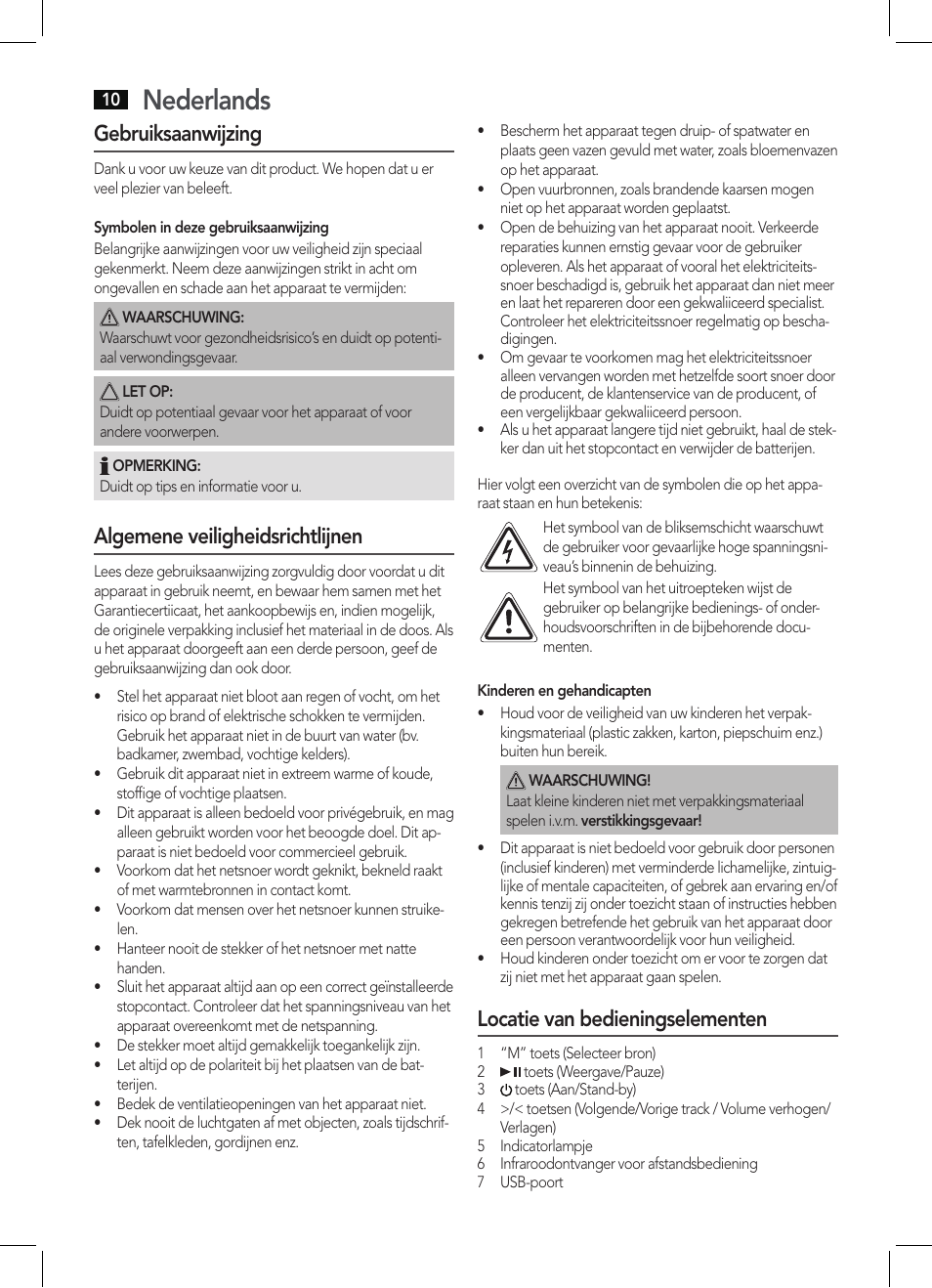 Nederlands, Gebruiksaanwijzing, Algemene veiligheidsrichtlijnen | Locatie van bedieningselementen | AEG BSS 4804 User Manual | Page 10 / 58