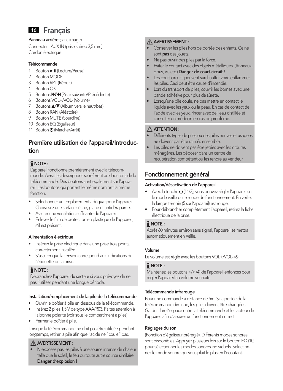 Français, Première utilisation de l’appareil/introduc- tion, Fonctionnement général | AEG BSS 4804 User Manual | Page 16 / 58