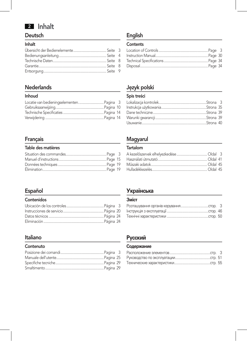 Inhalt | AEG BSS 4804 User Manual | Page 2 / 58